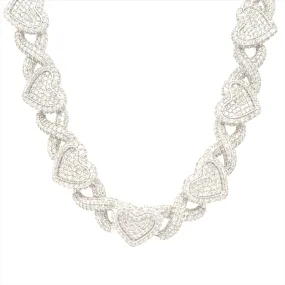 10K White Gold 23.12ct Diamond Heart Necklace (18-inch)