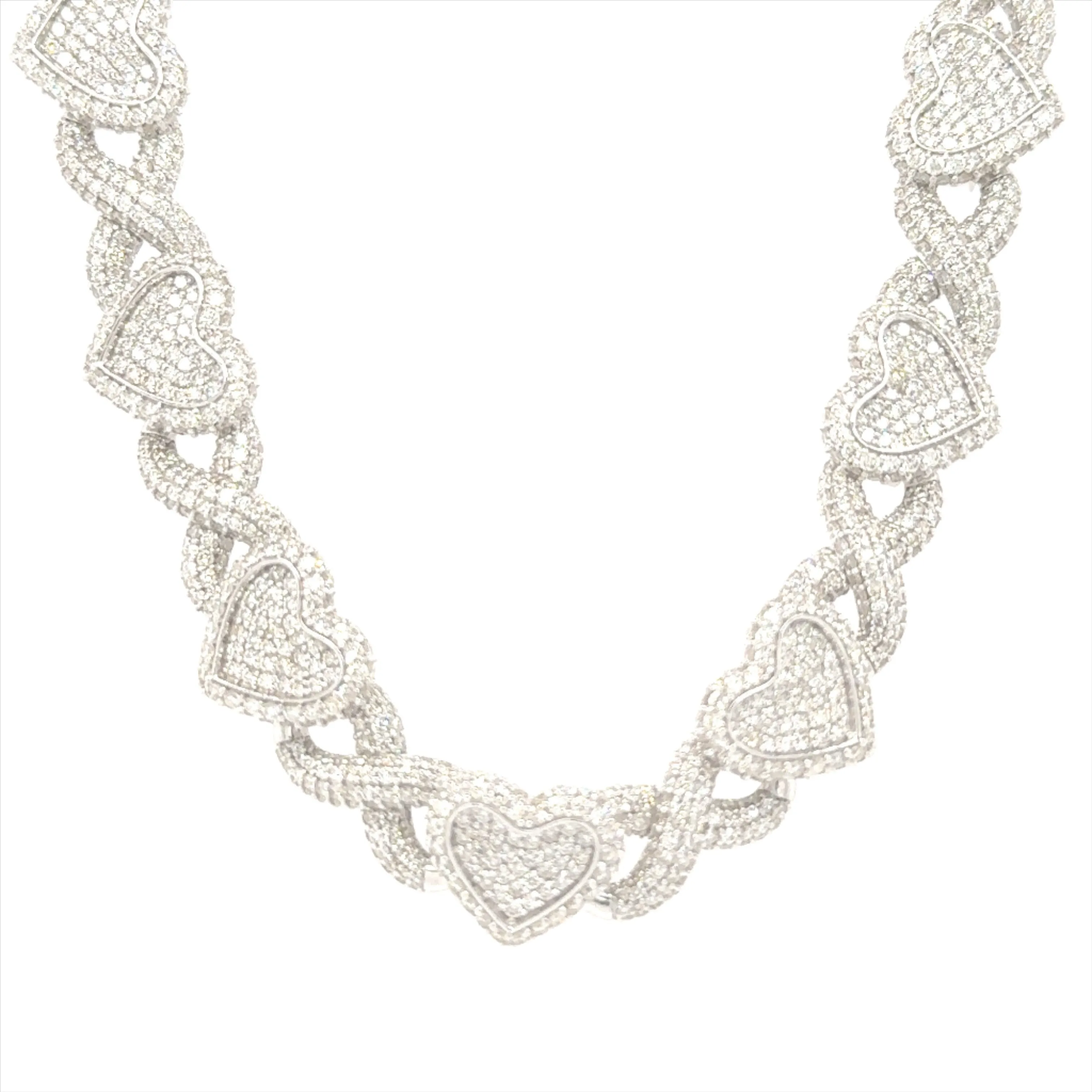 10K White Gold 23.12ct Diamond Heart Necklace (18-inch)