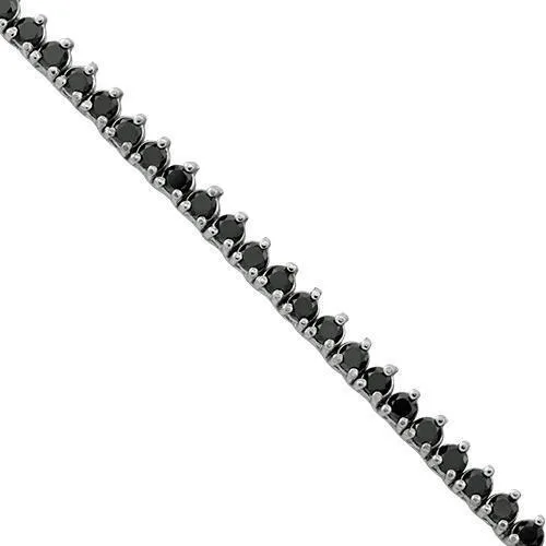 10k White Gold Black Diamond Tennis Chain 4 mm 17.5 Ctw