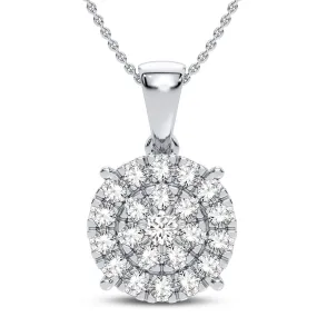 10K White Gold Exquisite 0.75Ct Daimond Pendant (Chains Sold Separately)