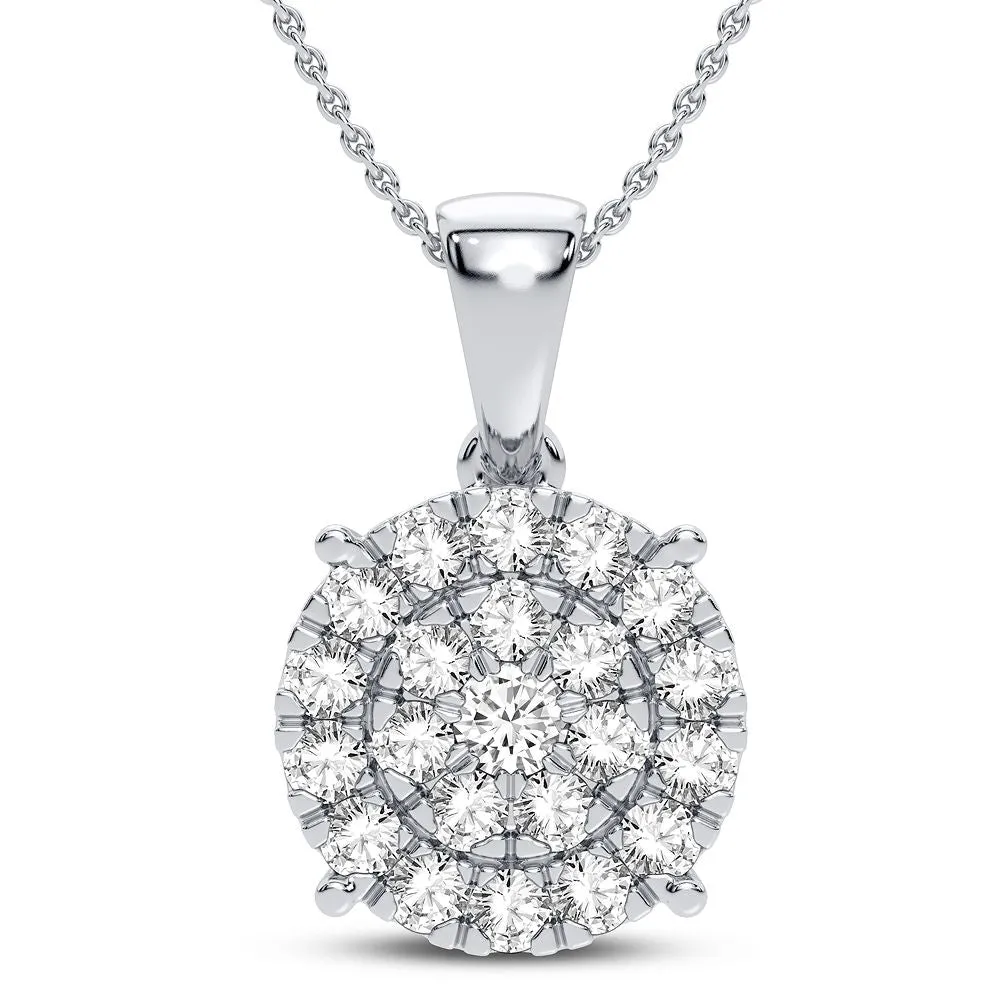 10K White Gold Exquisite 0.75Ct Daimond Pendant (Chains Sold Separately)