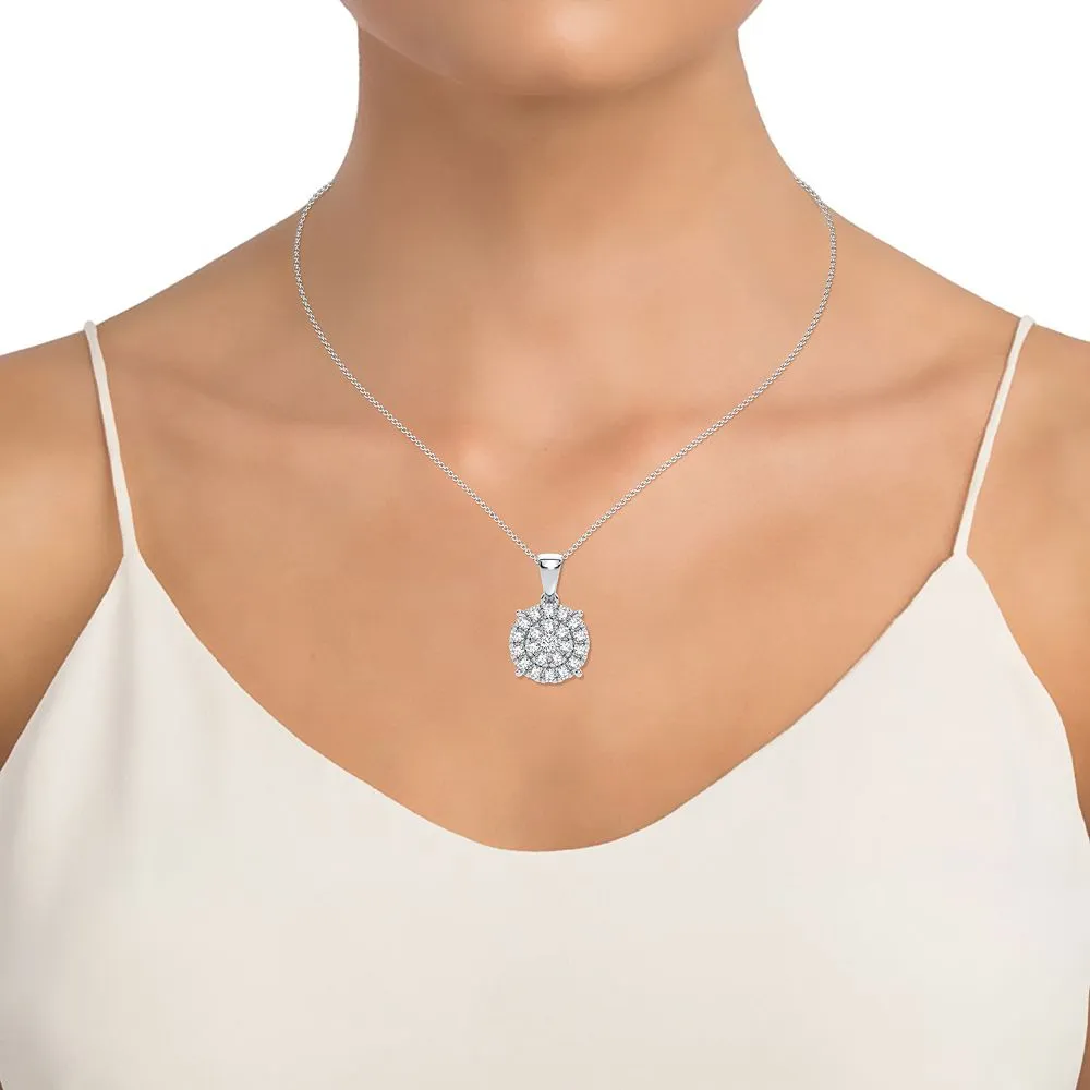 10K White Gold Exquisite 0.75Ct Daimond Pendant (Chains Sold Separately)