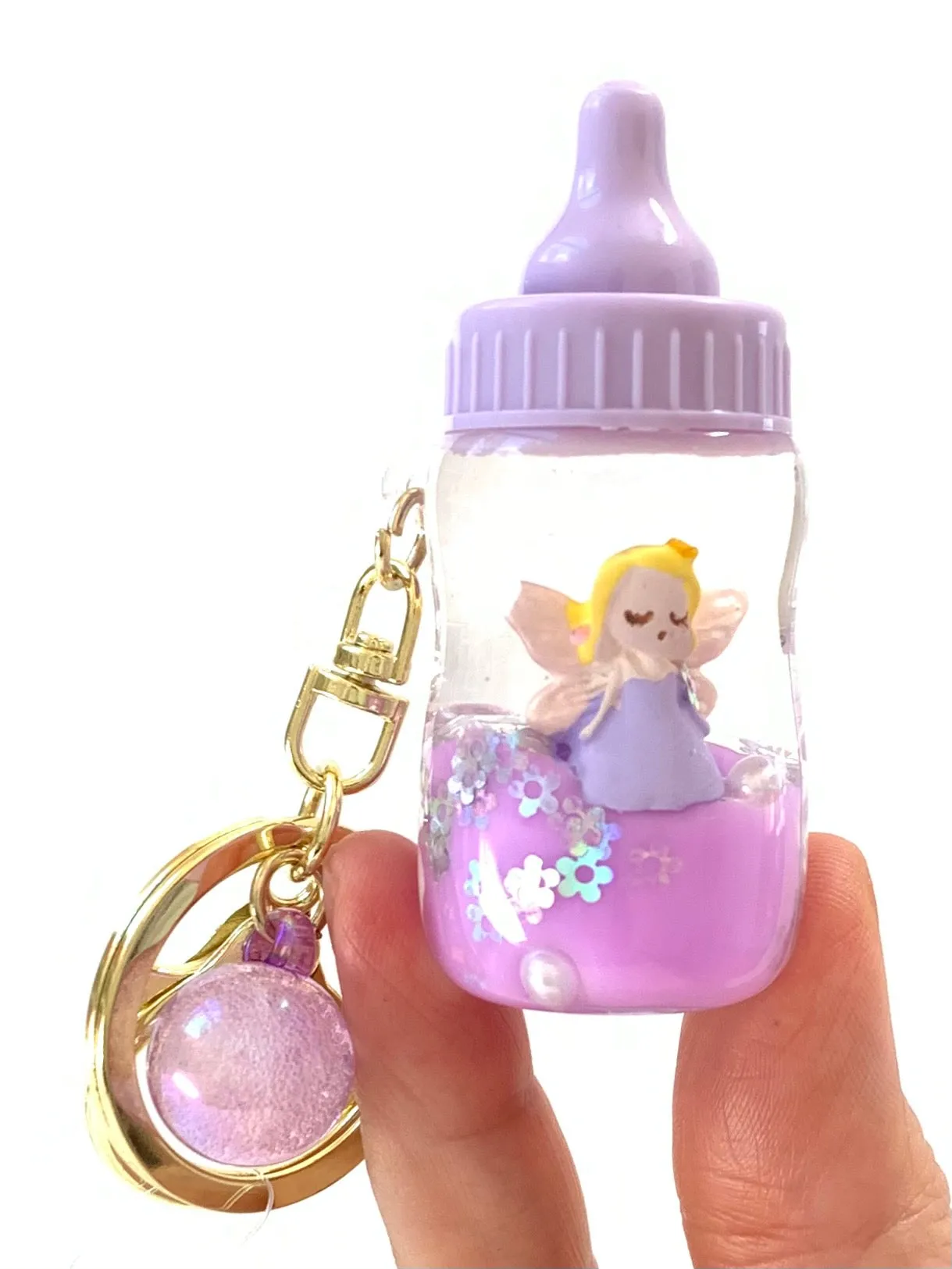 12072 FAIRY MILK BOTTLE FLOATY KEY CHARM-12