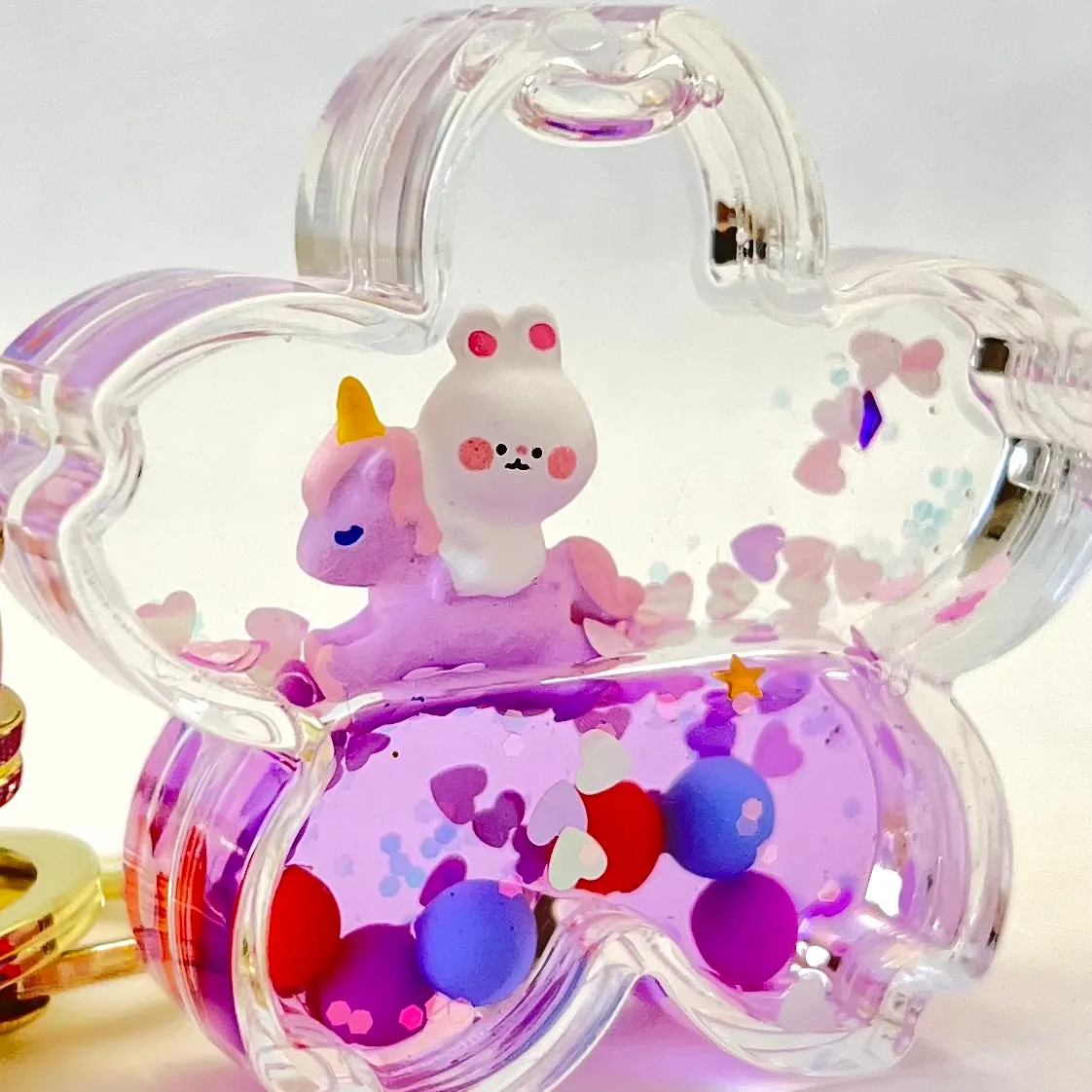 12110 UNICORN BUNNY FLOWER FLOATY KEY CHARM-12