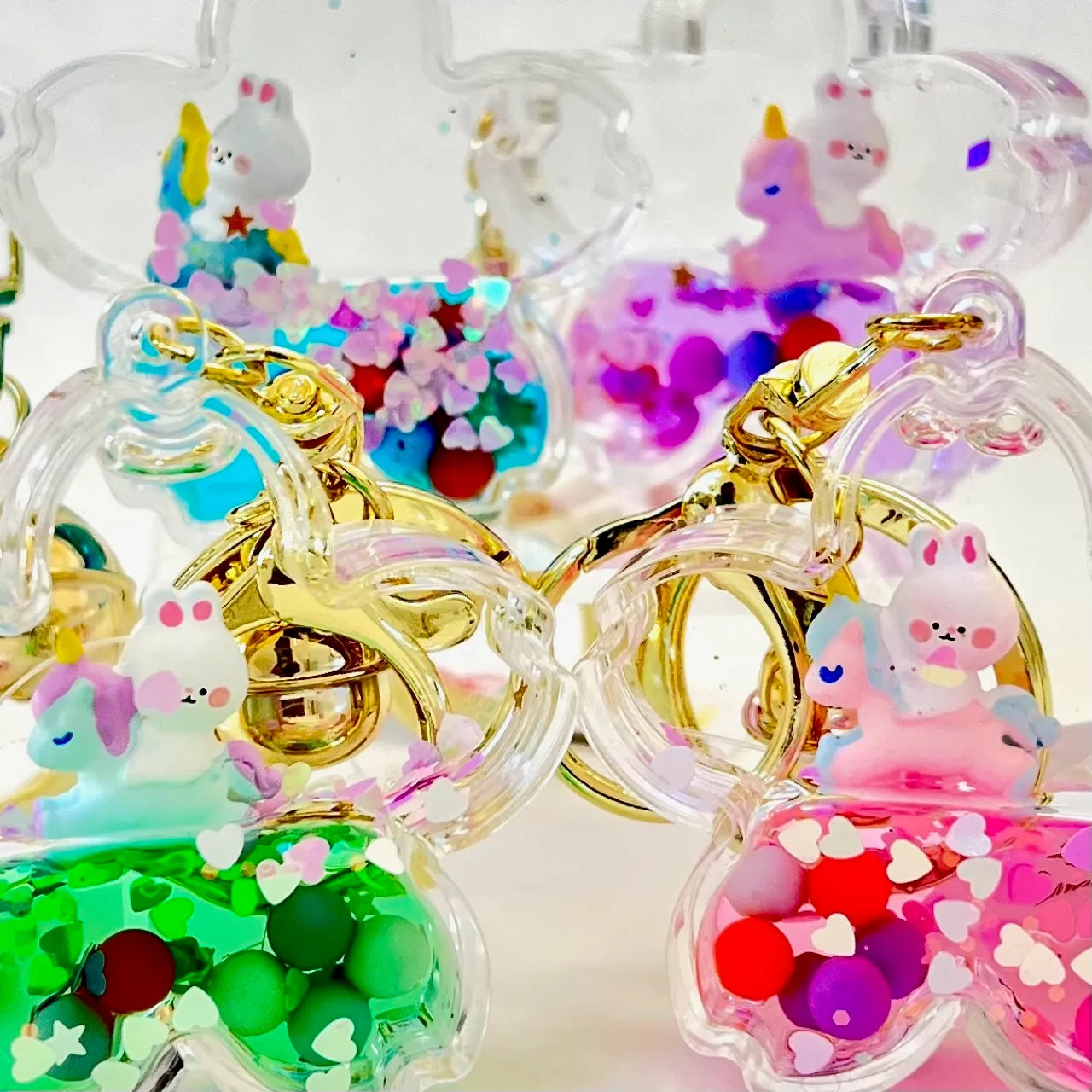12110 UNICORN BUNNY FLOWER FLOATY KEY CHARM-12