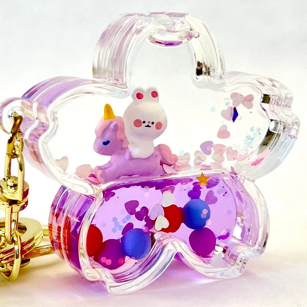 12110 UNICORN BUNNY FLOWER FLOATY KEY CHARM-12