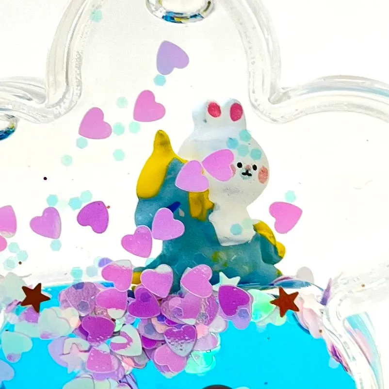 12110 UNICORN BUNNY FLOWER FLOATY KEY CHARM-12