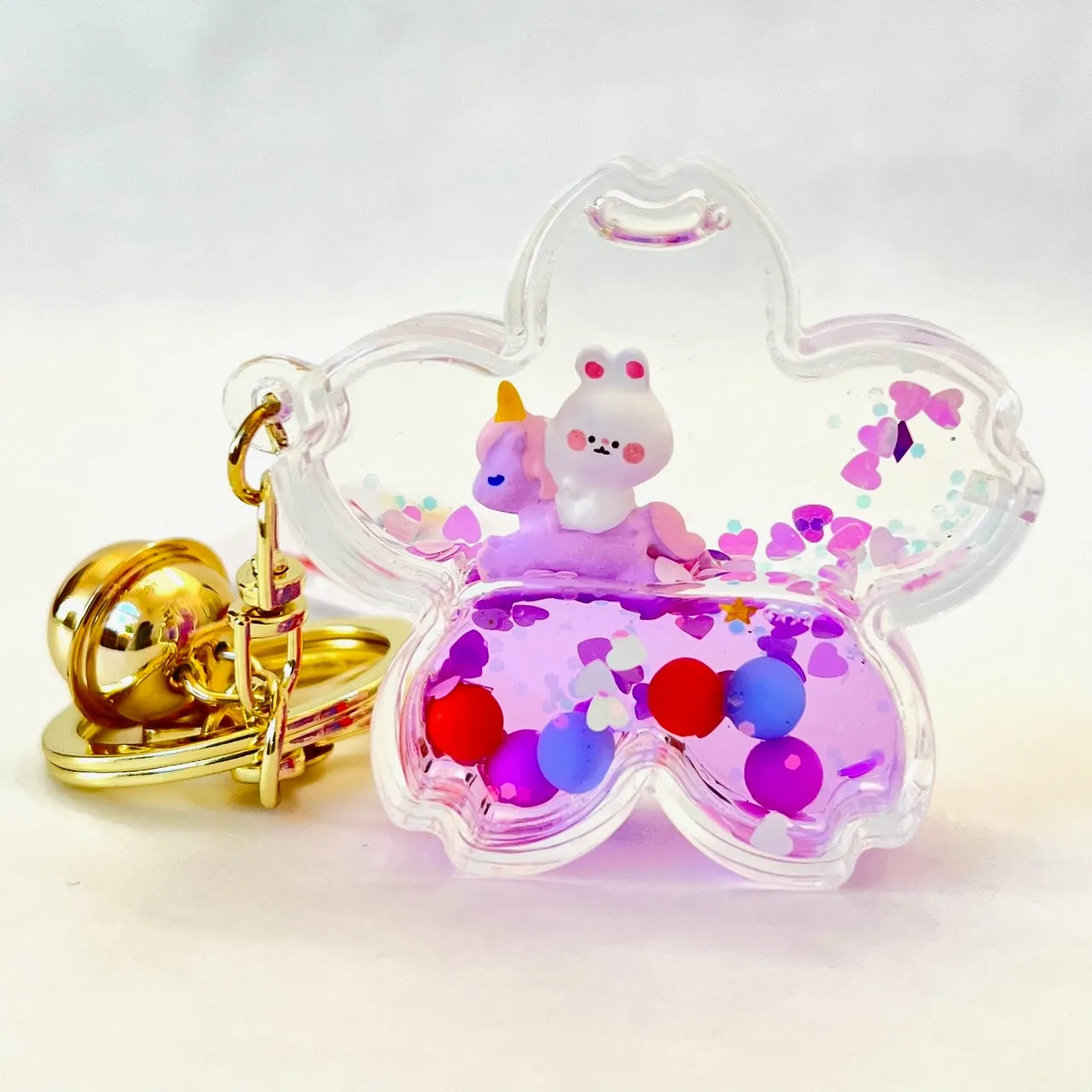 12110 UNICORN BUNNY FLOWER FLOATY KEY CHARM-12