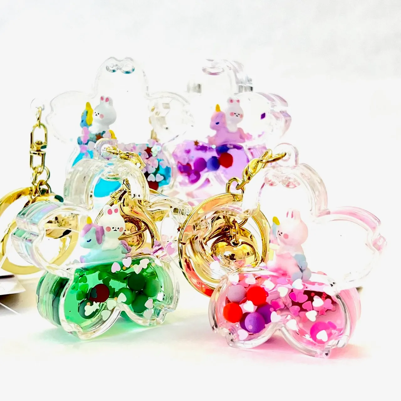 12110 UNICORN BUNNY FLOWER FLOATY KEY CHARM-12