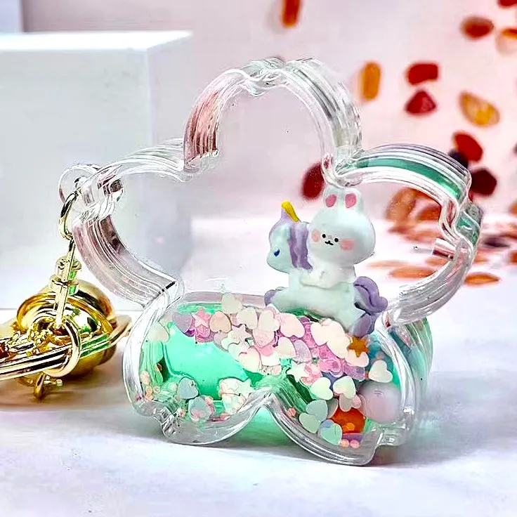 12110 UNICORN BUNNY FLOWER FLOATY KEY CHARM-12