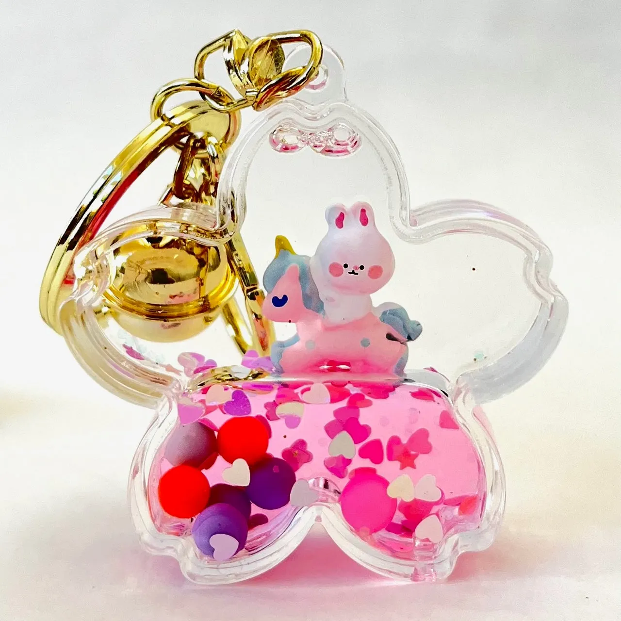 12110 UNICORN BUNNY FLOWER FLOATY KEY CHARM-12