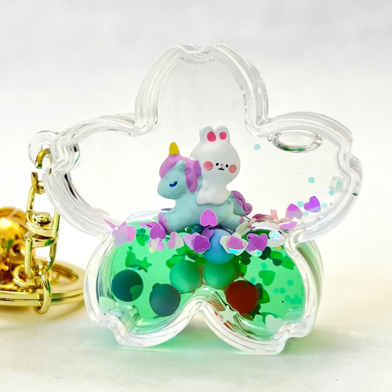 12110 UNICORN BUNNY FLOWER FLOATY KEY CHARM-12