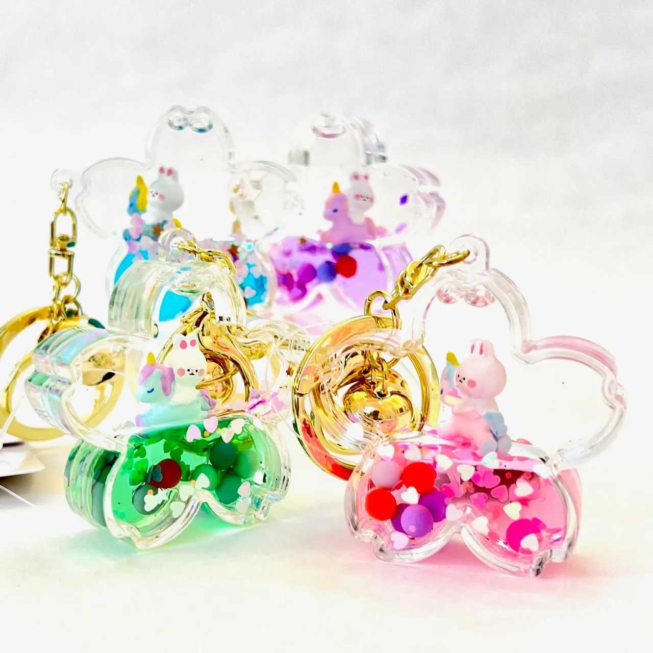 12110 UNICORN BUNNY FLOWER FLOATY KEY CHARM-12