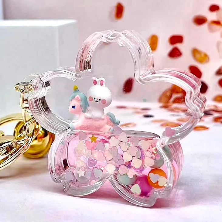 12110 UNICORN BUNNY FLOWER FLOATY KEY CHARM-12