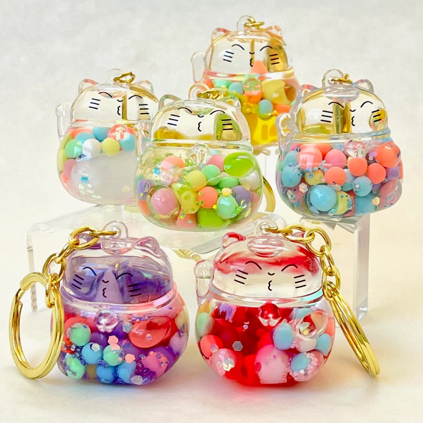 12148 BUBBLE CAT FLOATY KEY CHARM-12