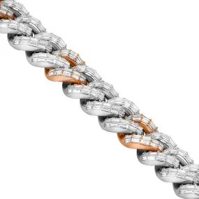 14k Two Tone Gold Diamond Baguette Cuban Chain 64.82 Ctw