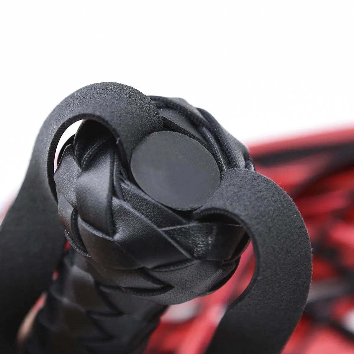 1727MQ      25 Inch Braided Handle Black and Red Punishment Flogger