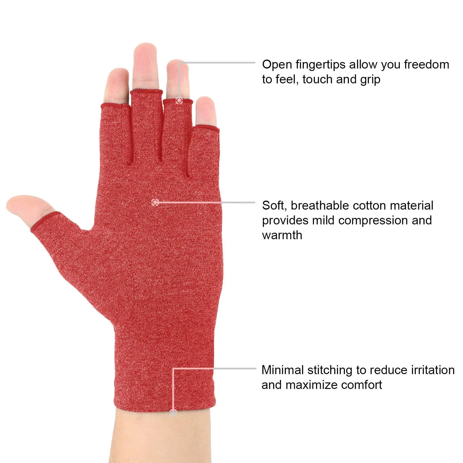 2 Pairs Arthritis Gloves, Compression Gloves for men and women (Medium (2 Pair), Blue red) Medium (2 Pair)