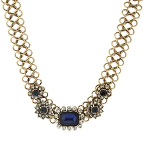2028 Jewelry Montana Blue Crystal Accent Collar Statement Necklace 16"   3" Extender