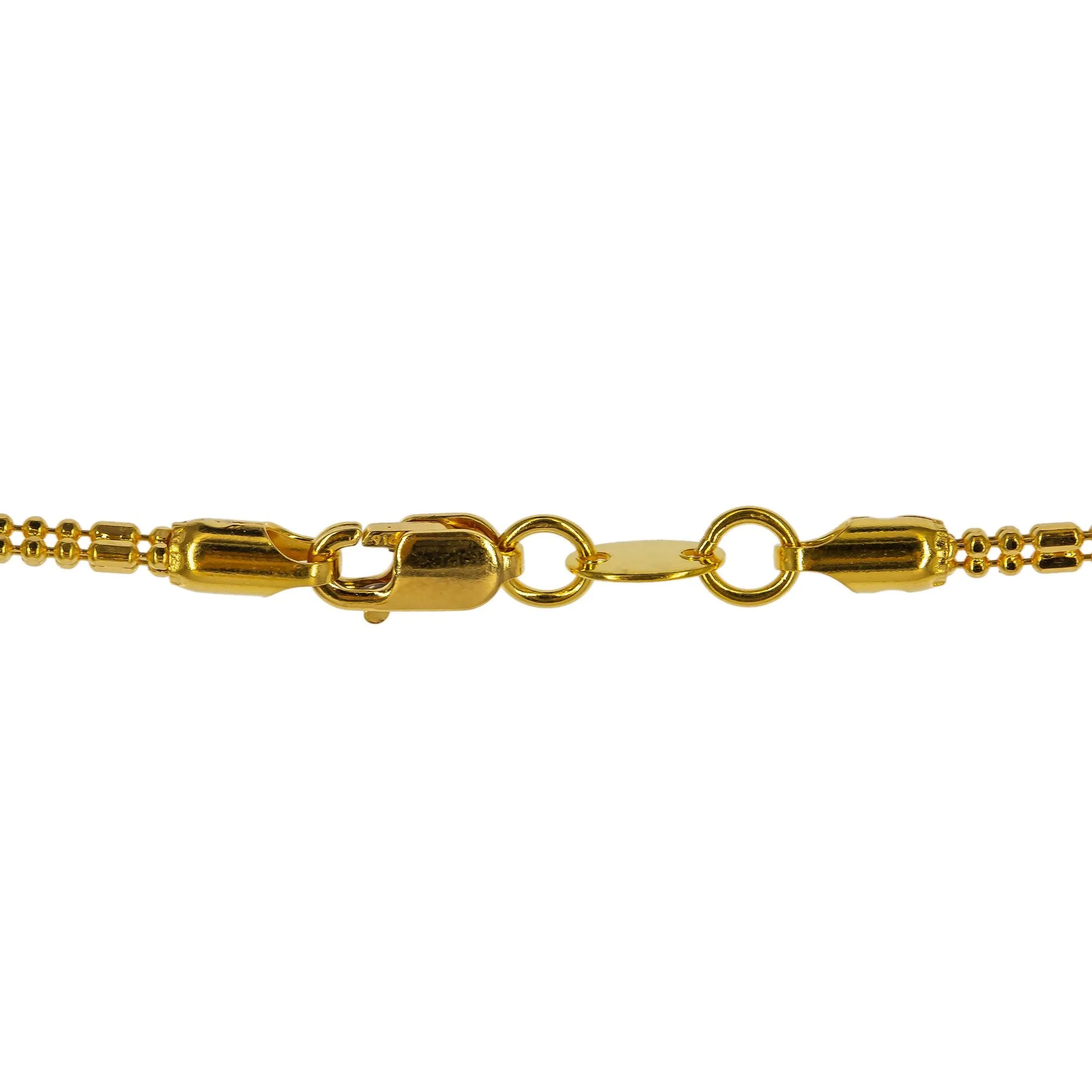 22K Yellow Gold Short Chain W/ Gold Capsule & Ball Beads, 22 Inches