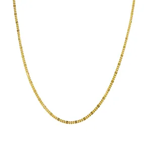 22K Yellow Gold Short Chain W/ Gold Capsule & Ball Beads, 22 Inches