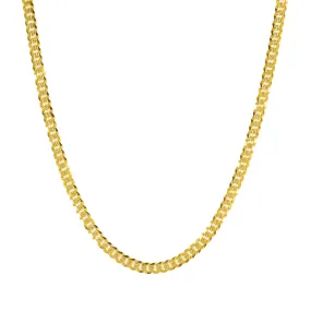 22K Yellow Gold Short Cuban Link Chain W/ Hammered Details, 19 Inches