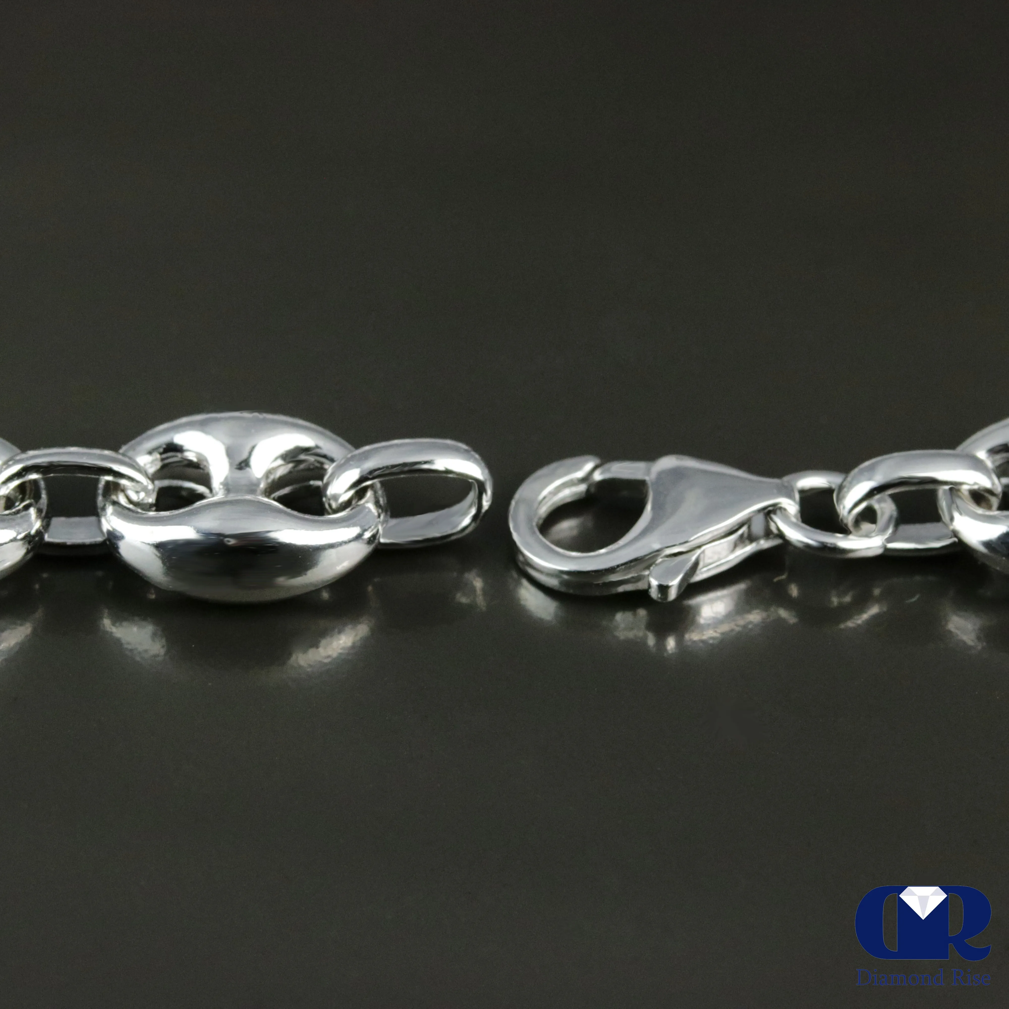 24" Men's Puff Mariner link Chain Necklace In .925 Sterling Silver 9 mm