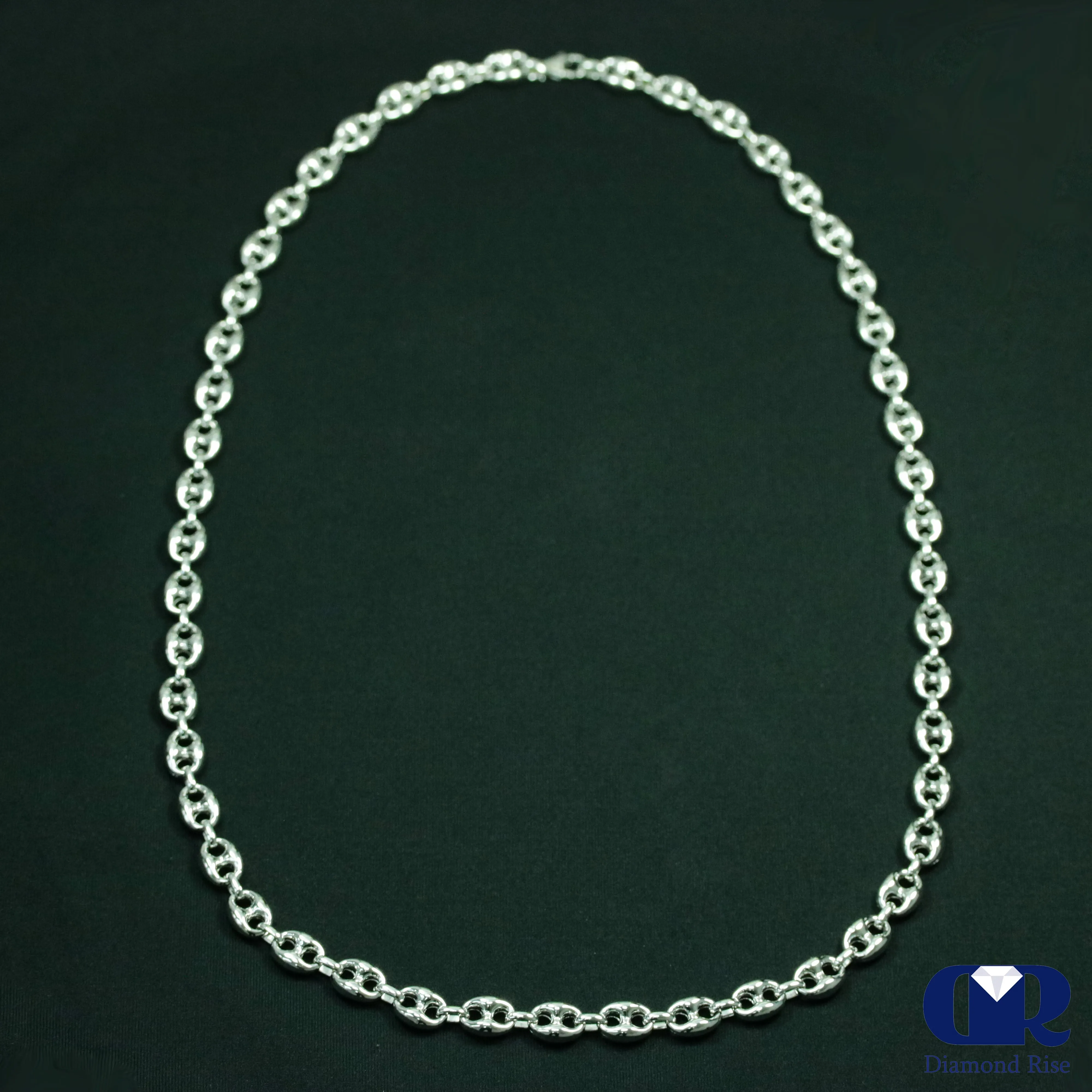 24" Men's Puff Mariner link Chain Necklace In .925 Sterling Silver 9 mm
