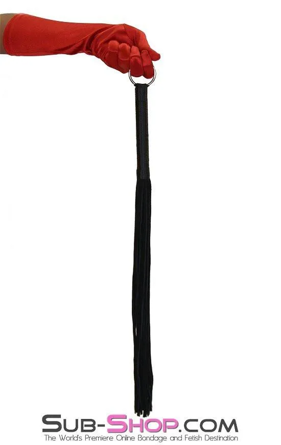 7796DL      Suede Tail 24” Flogger Whip with Satin Wrapped Handle and Hanging Ring
