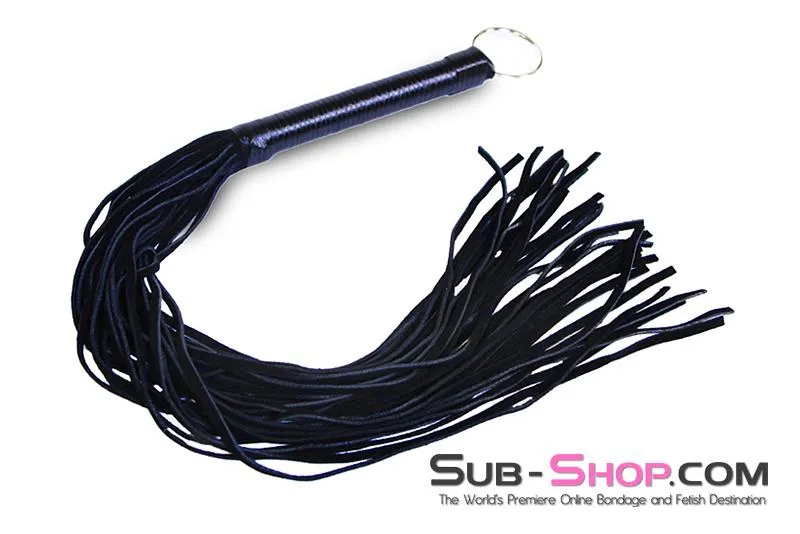 7796DL      Suede Tail 24” Flogger Whip with Satin Wrapped Handle and Hanging Ring