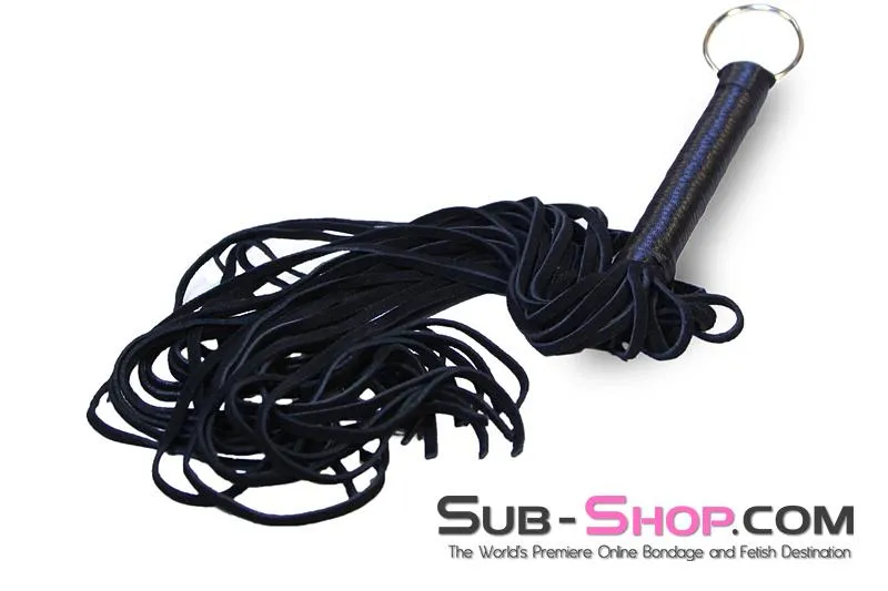 7796DL      Suede Tail 24” Flogger Whip with Satin Wrapped Handle and Hanging Ring