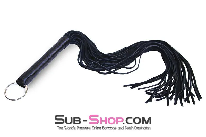 7796DL      Suede Tail 24” Flogger Whip with Satin Wrapped Handle and Hanging Ring