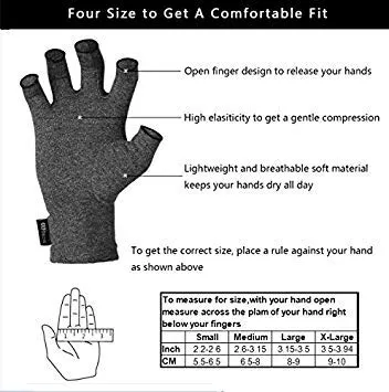 Arthritis Compression Gloves Relieve Pain from Rheumatoid, RSI, Carpal Tunnel,Tendonitis, Fit for Women & Men - Open Finger Black Medium (1 Pair)