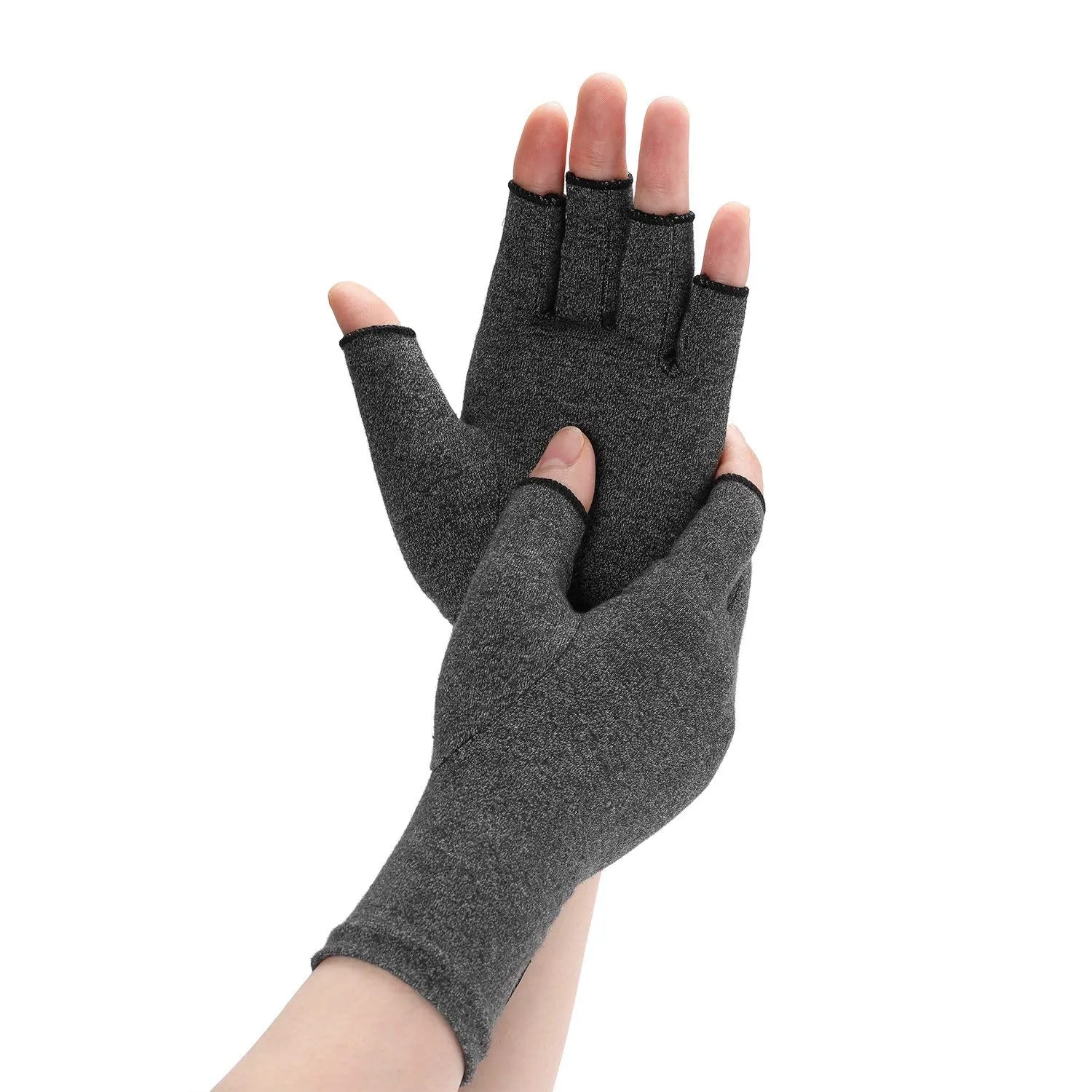 Arthritis Compression Gloves Relieve Pain from Rheumatoid, RSI, Carpal Tunnel,Tendonitis, Fit for Women & Men - Open Finger Black Medium (1 Pair)