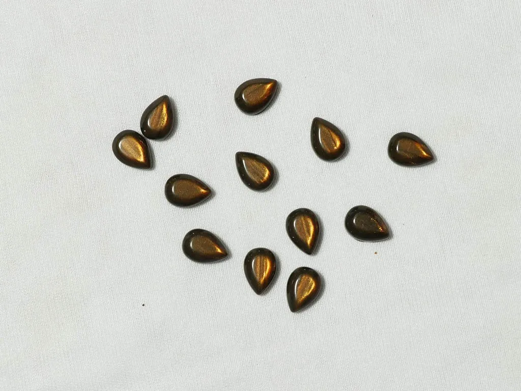 Brown Golden Drop Glass Stones -14x10 mm