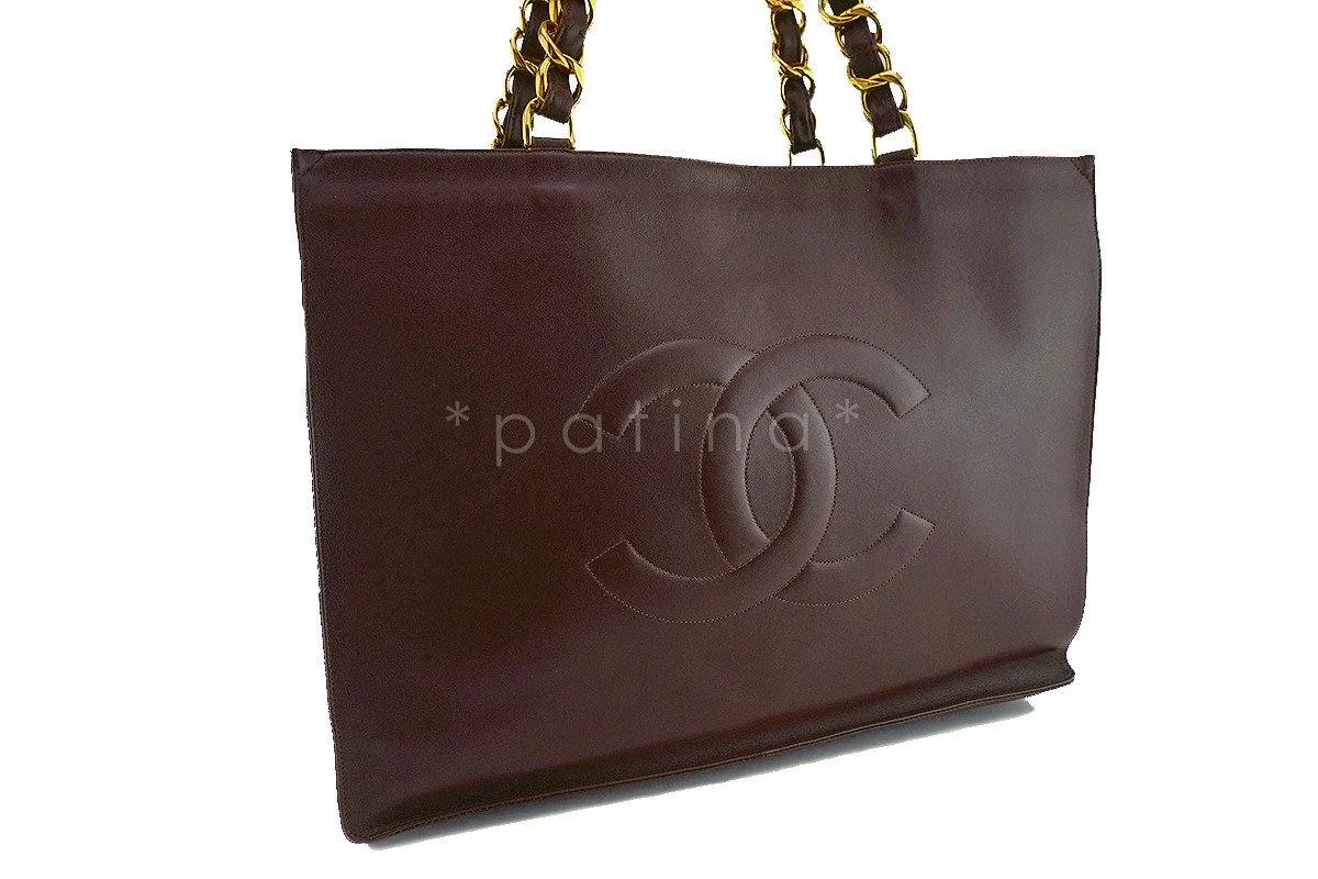 Chanel Chocolate Brown Vintage Grand Chunky Chain GST Shopper Tote Bag