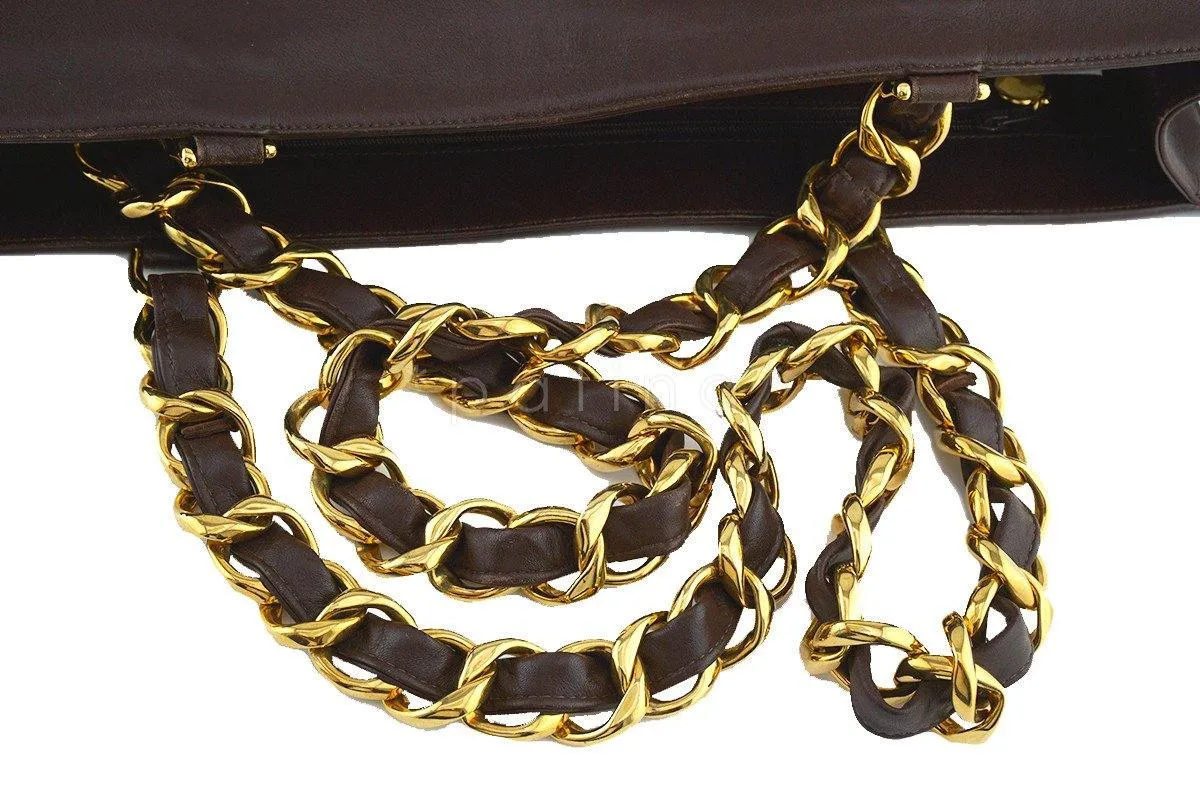 Chanel Chocolate Brown Vintage Grand Chunky Chain GST Shopper Tote Bag