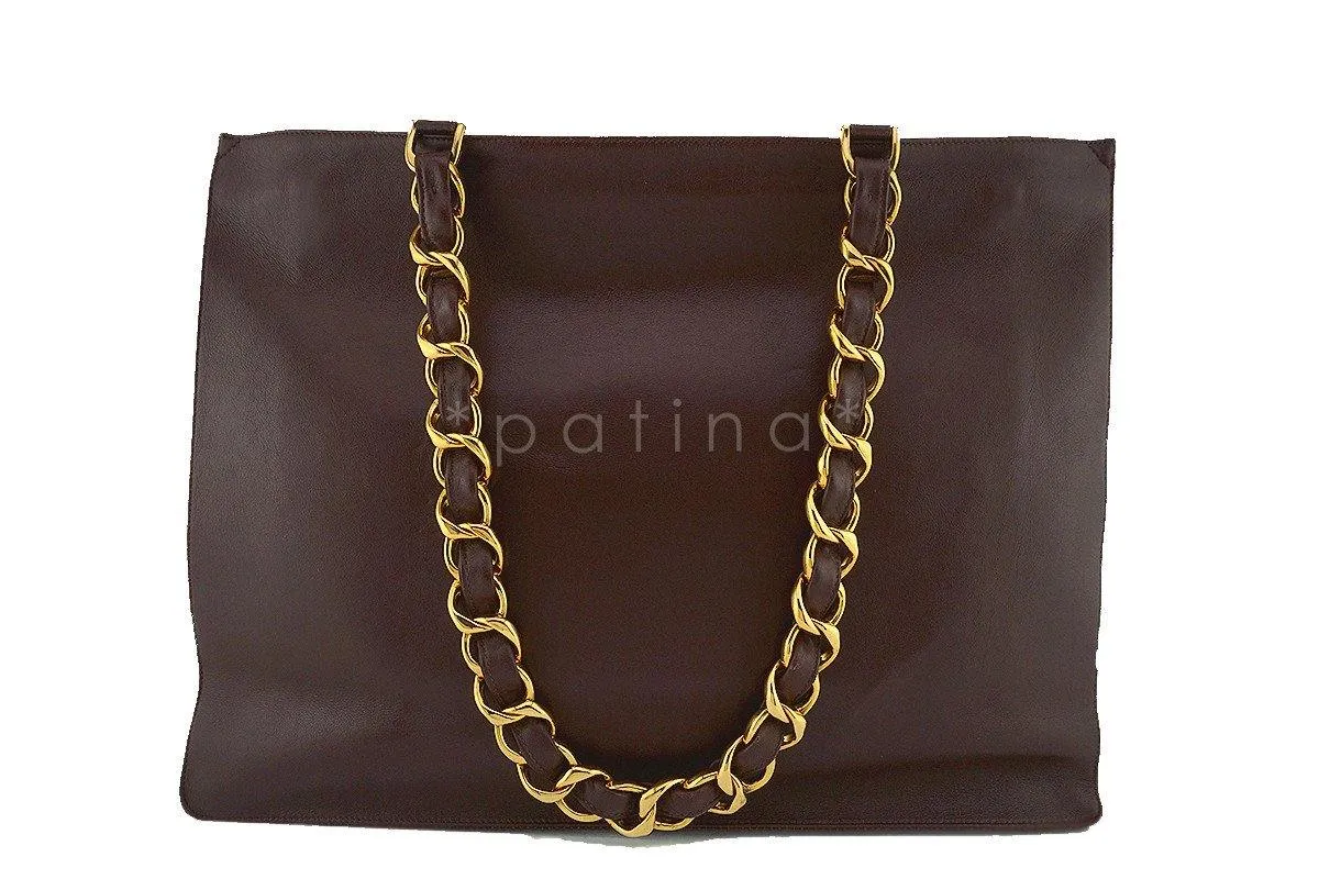 Chanel Chocolate Brown Vintage Grand Chunky Chain GST Shopper Tote Bag