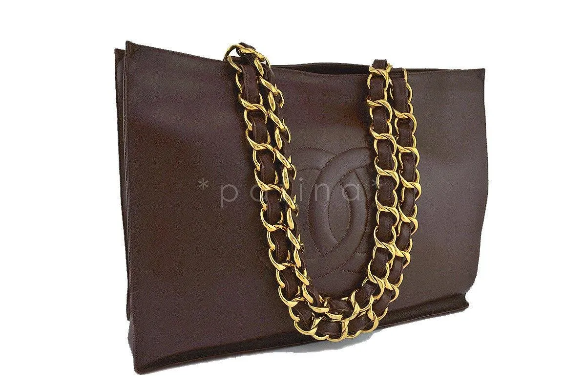 Chanel Chocolate Brown Vintage Grand Chunky Chain GST Shopper Tote Bag