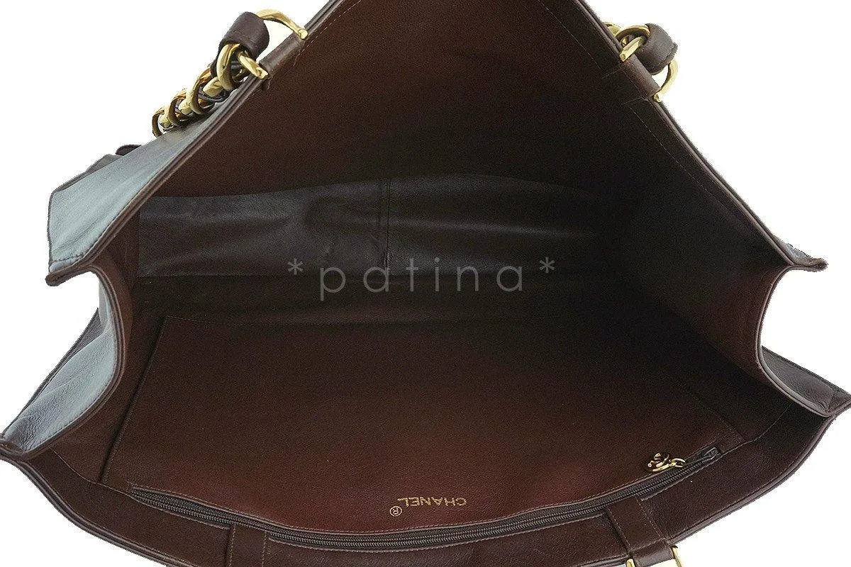 Chanel Chocolate Brown Vintage Grand Chunky Chain GST Shopper Tote Bag