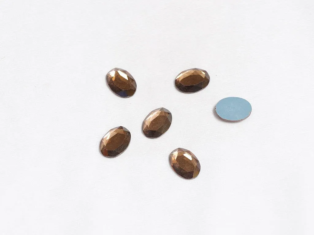 Copper Flat Oval Glass Stones -18x13 mm