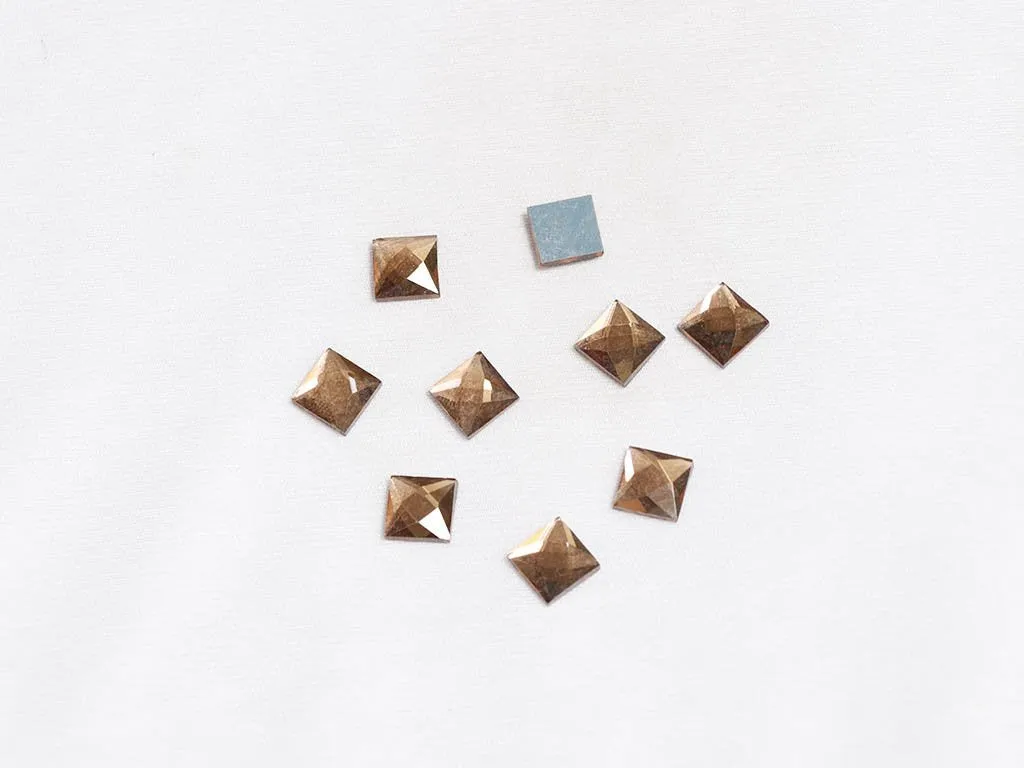 Copper Flat Square Glass Stones -10x10 mm