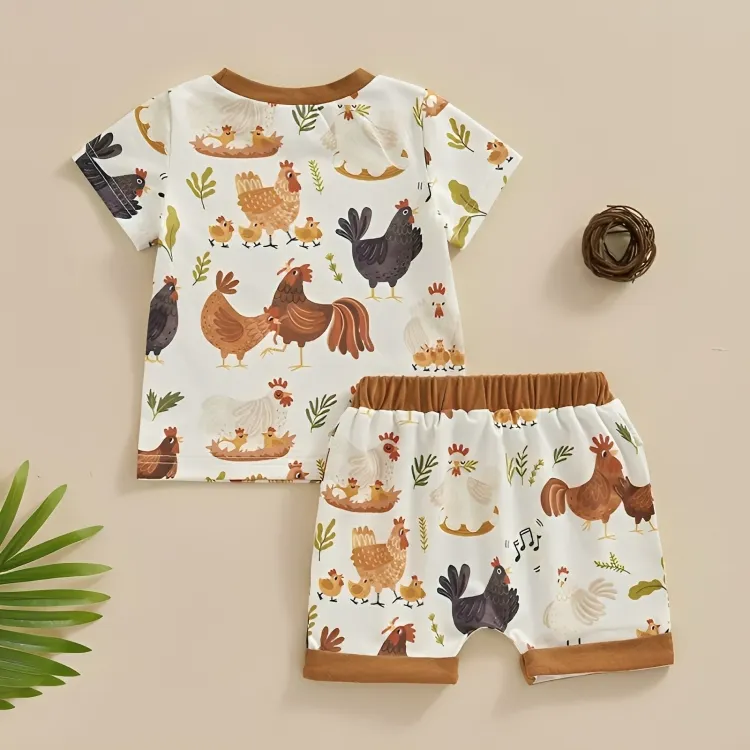Cute Short Sleeve Chicken Farm Set