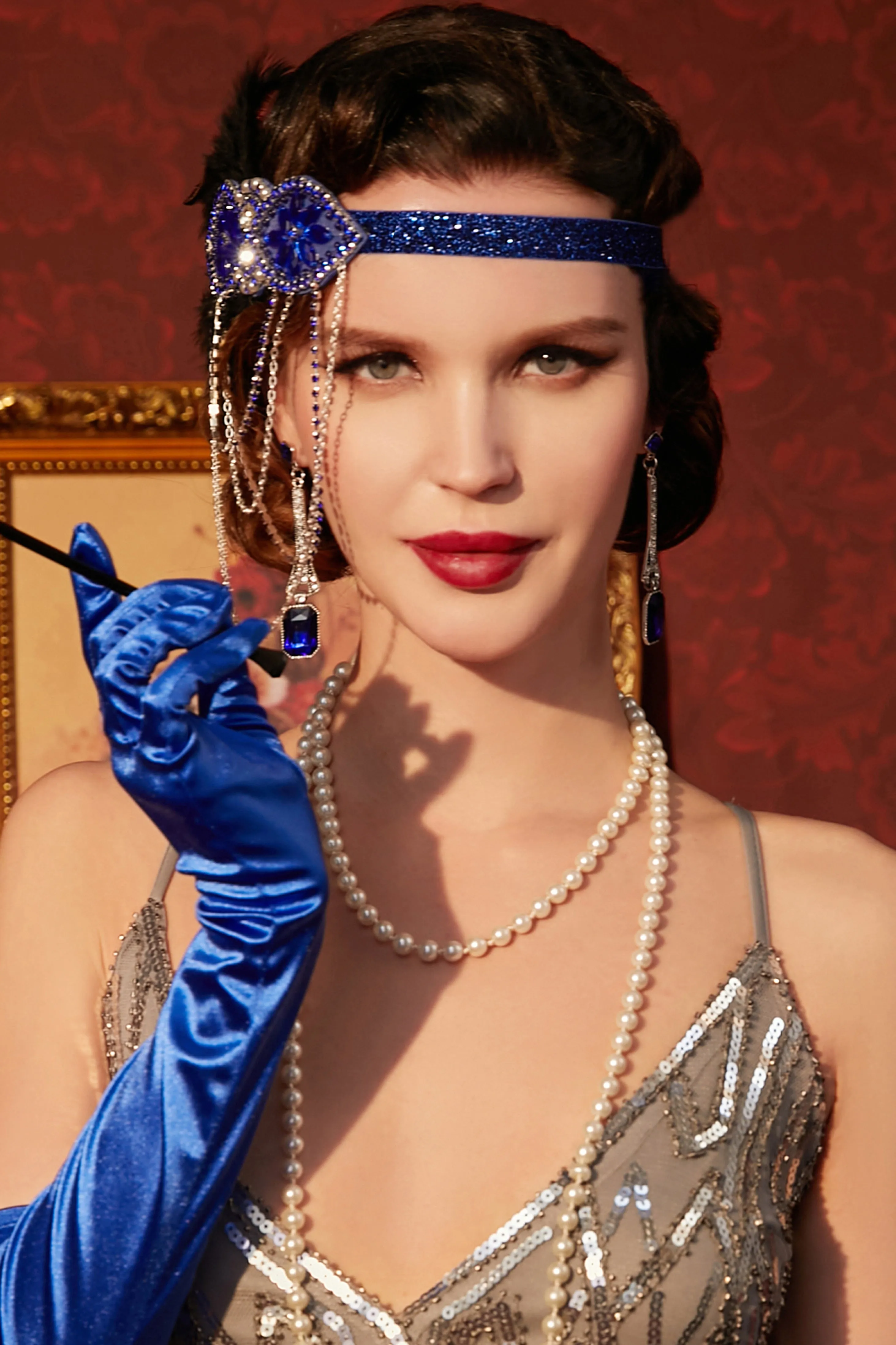 Dazzling Beaded Floral Feather Headband