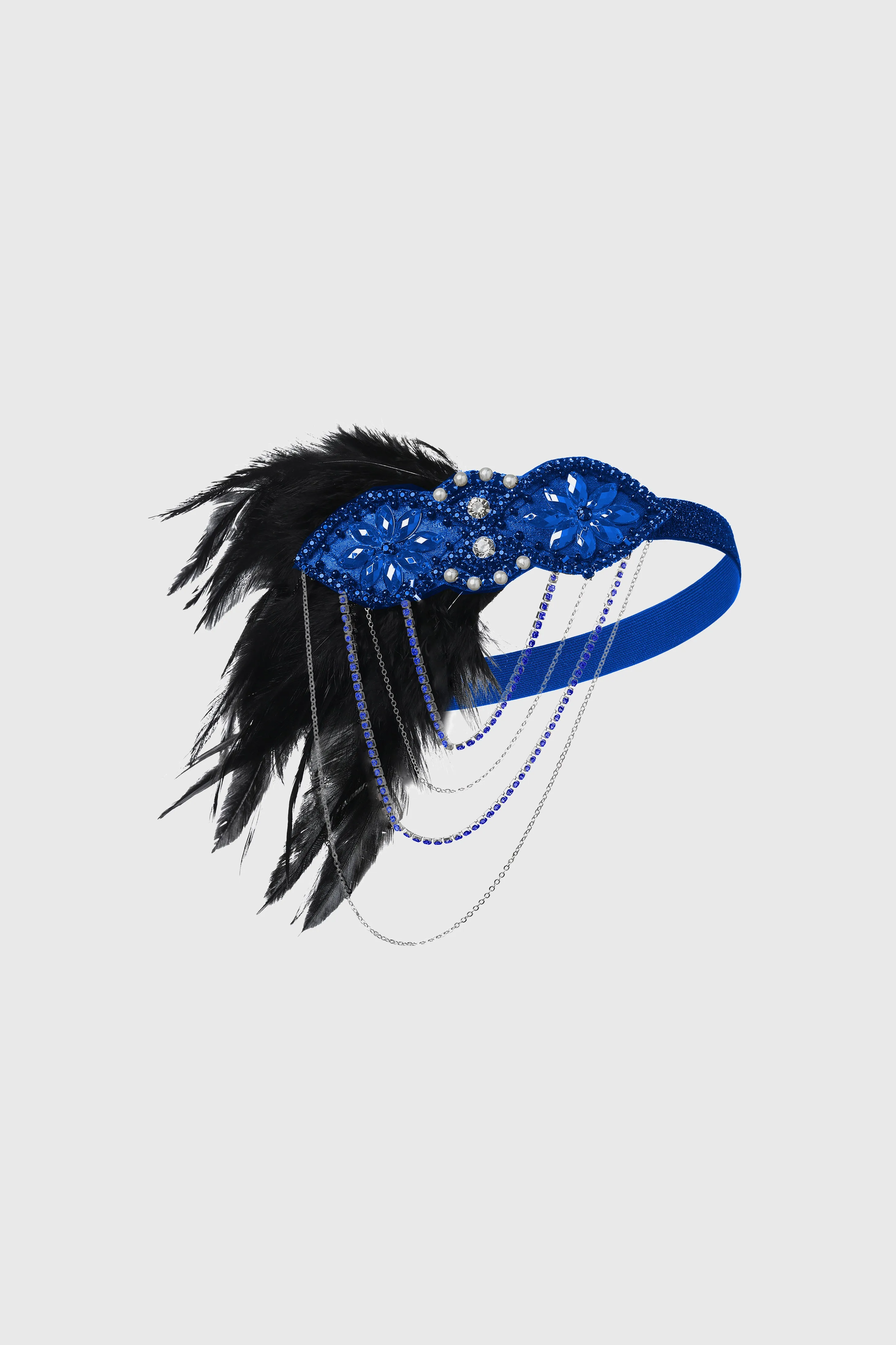 Dazzling Beaded Floral Feather Headband