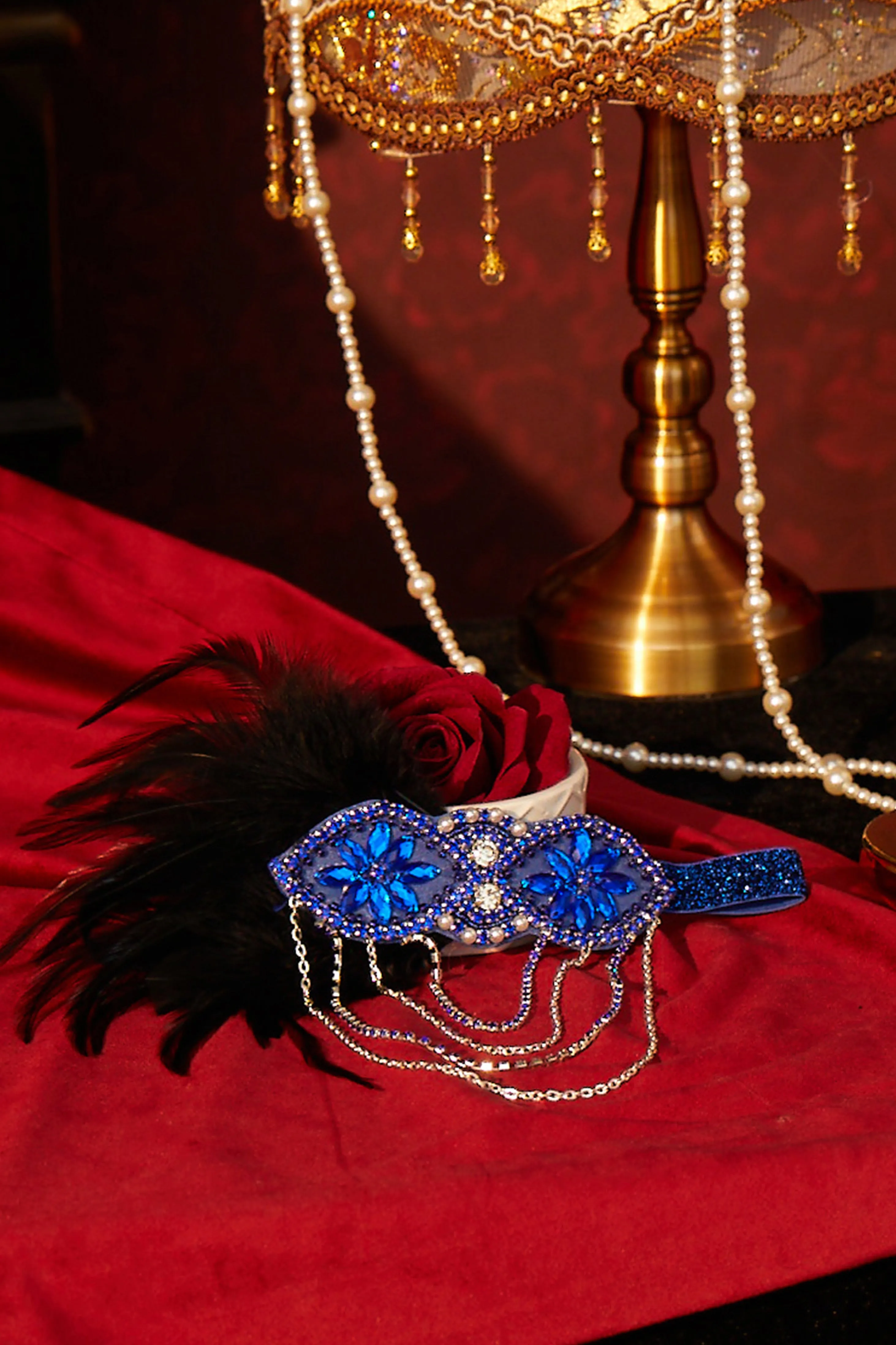 Dazzling Beaded Floral Feather Headband