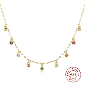 Elegant LENNIK 925 Sterling Silver Round Zirconium Necklace