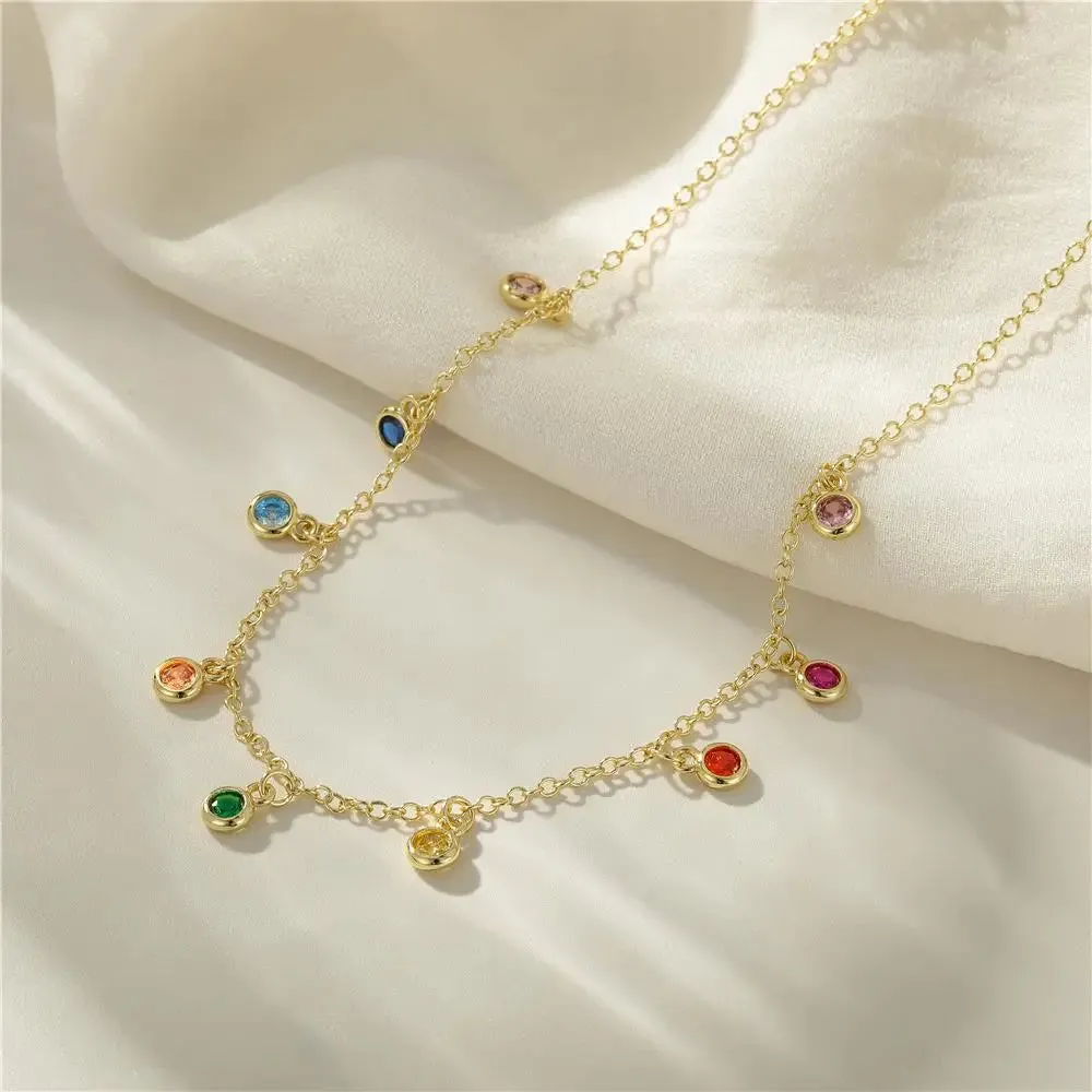 Elegant LENNIK 925 Sterling Silver Round Zirconium Necklace
