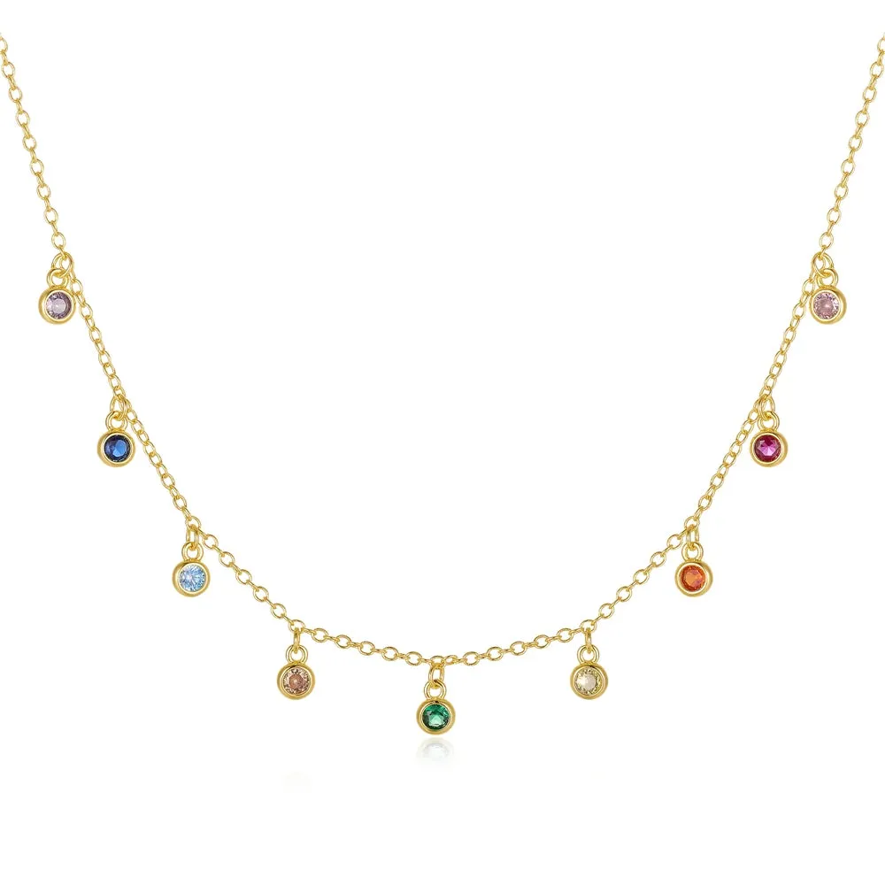 Elegant LENNIK 925 Sterling Silver Round Zirconium Necklace