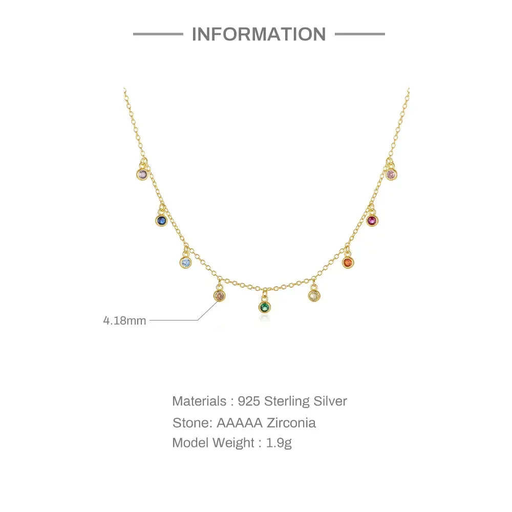 Elegant LENNIK 925 Sterling Silver Round Zirconium Necklace